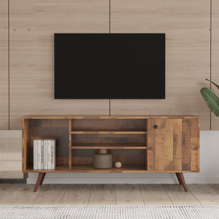 TV Stand with 1 storage and 2 shelves Cabinet - fir wood