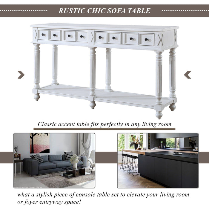 Retro Console Entryway Table - Antique White