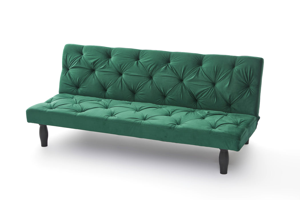 Green Velvet Sofa Bed - Green