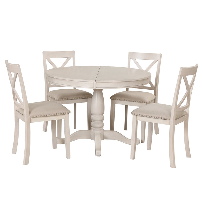 5 Piece Modern Dining Table Set - White