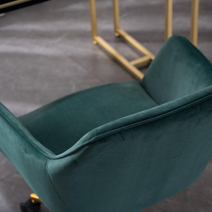 Modern Velvet Home Office Chair - Dark Green