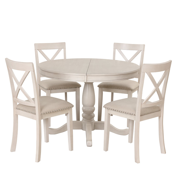 5 Piece Modern Dining Table Set - White