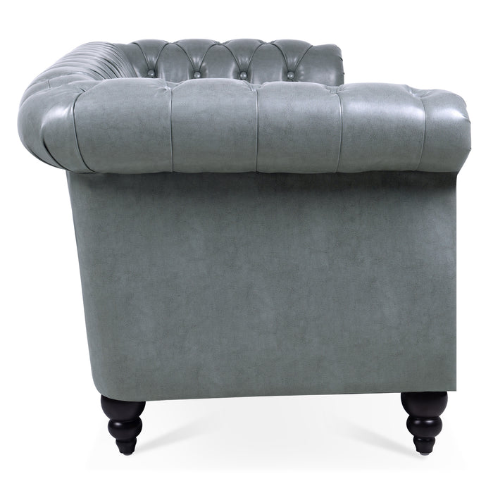 Rolled Arm Chesterfield 3 Seater Sofa - Gray