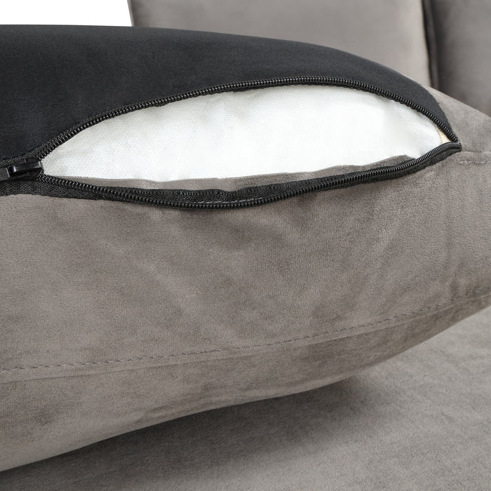 Modern Velvet Fabric Couch Reversible Chaise Sofa