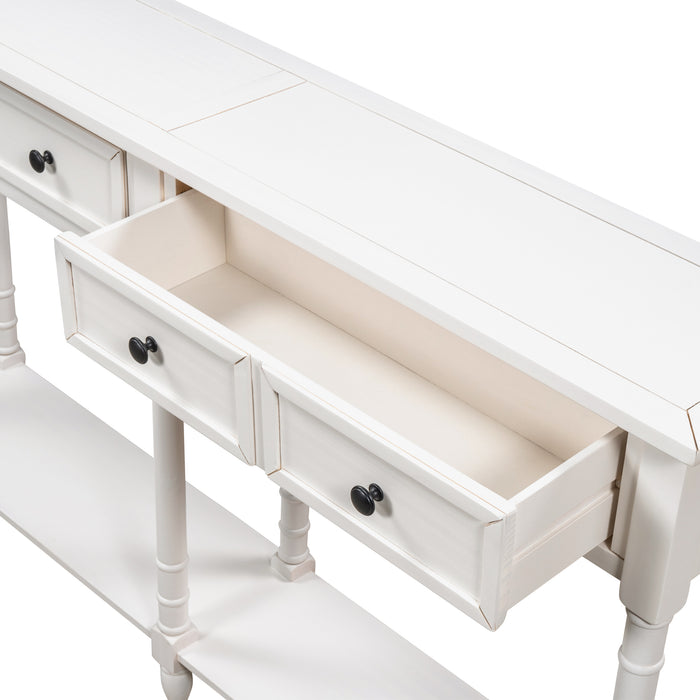 Console Table with Two Storage Drawers - Ivory White