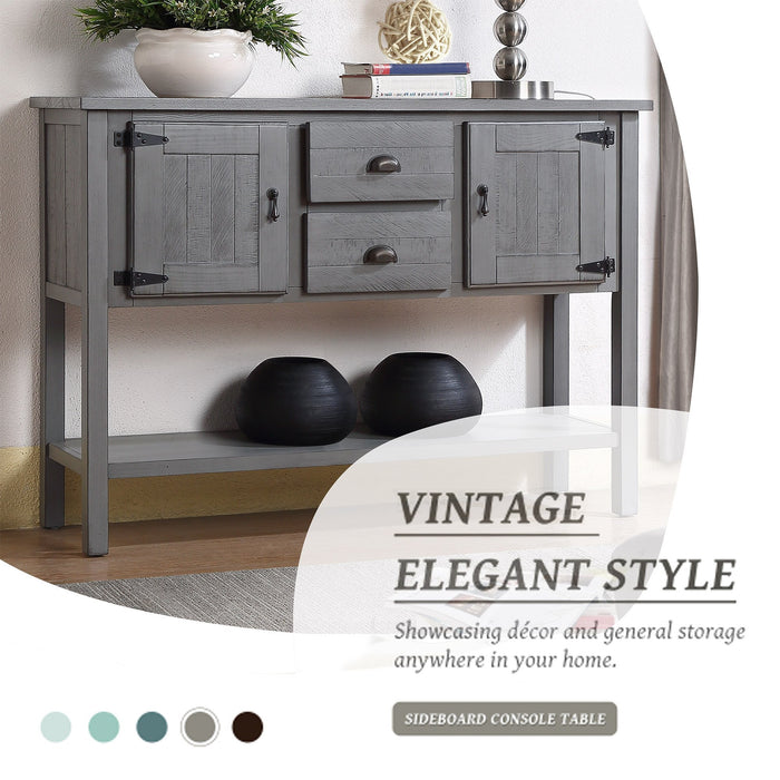 Solid Wood Console Table, Retro Style - Antique Gray