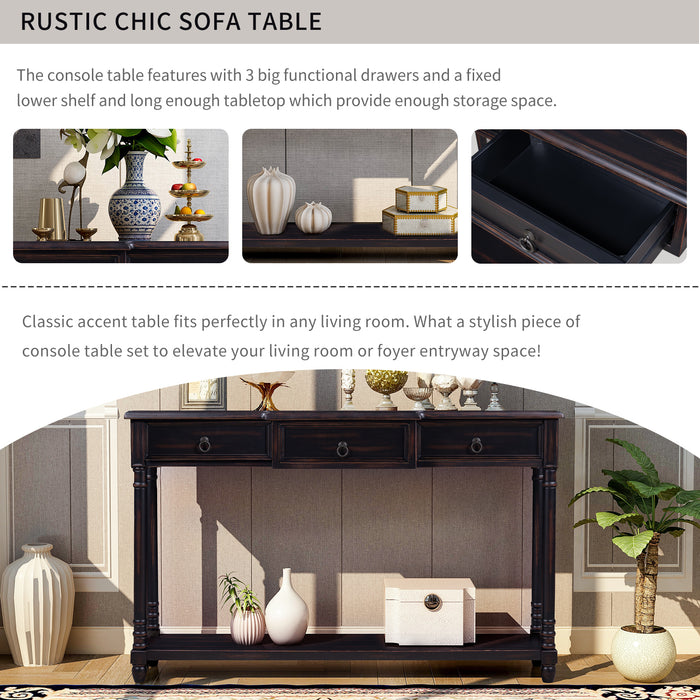 Console Table  with Drawers - Espresso