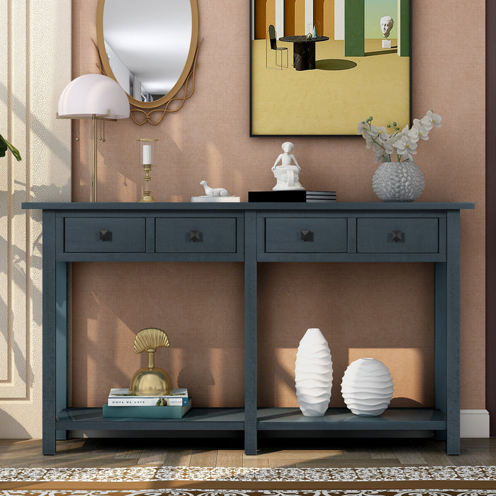 Rustic Brushed Texture Entryway Table - Antique Navy