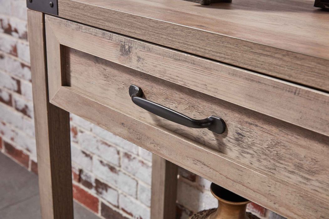 Console Table With Drawers And Shelf - Grey Walnut