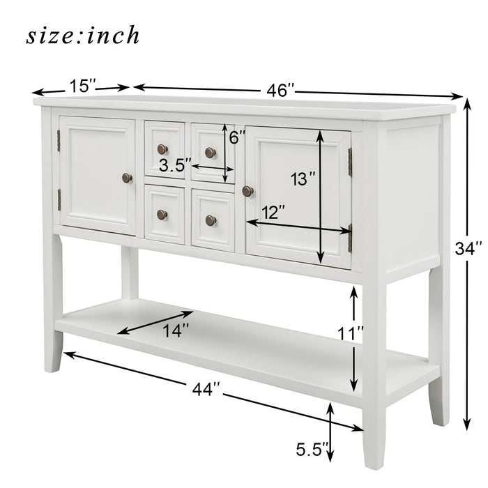 Console Table with Bottom Shelf - White