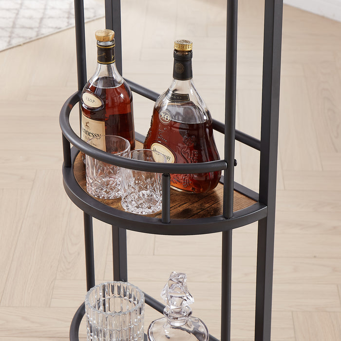 Bar table with bottles and glass holder (Rustic Brown)