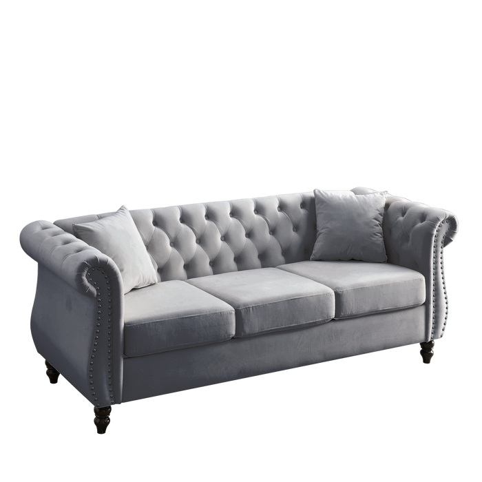 Chesterfield  Velvet Sofa - Grey