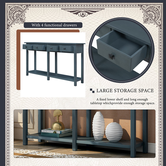 Rustic Brushed Texture Entryway Table - Antique Navy