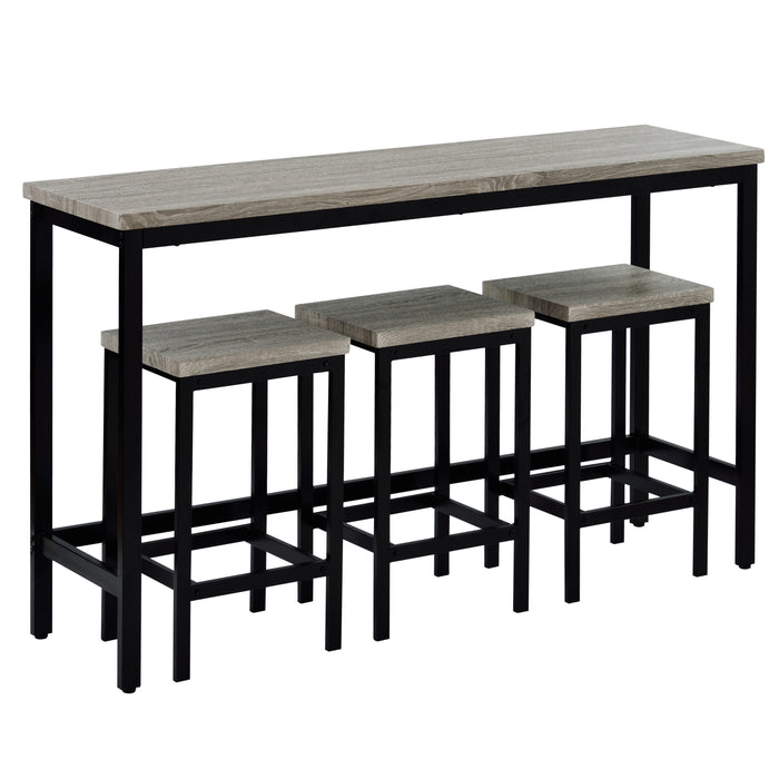 4-Piece Counter Height Extra Long Dining Table Set- Gray