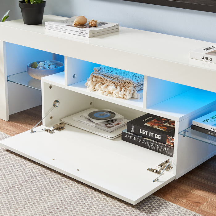 White morden TV Stand with LED Lights-WHITE