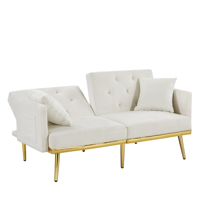 Velvet Sofa Bed - Cream White