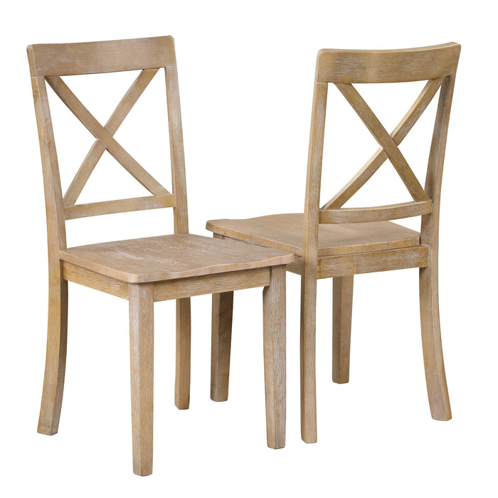 5- Piece Modern Dining Table Set - Natural Wood Wash