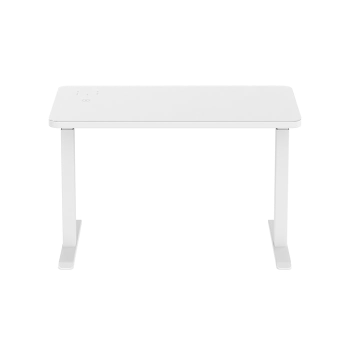 Glass tabletop standing desk - White