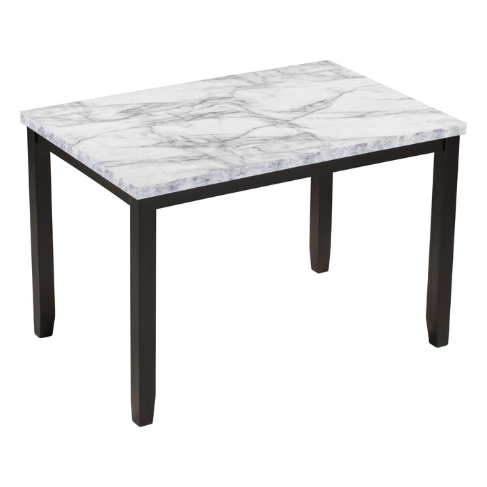 5-Piece Faux Marble Dining Set  - White/Beige + Black