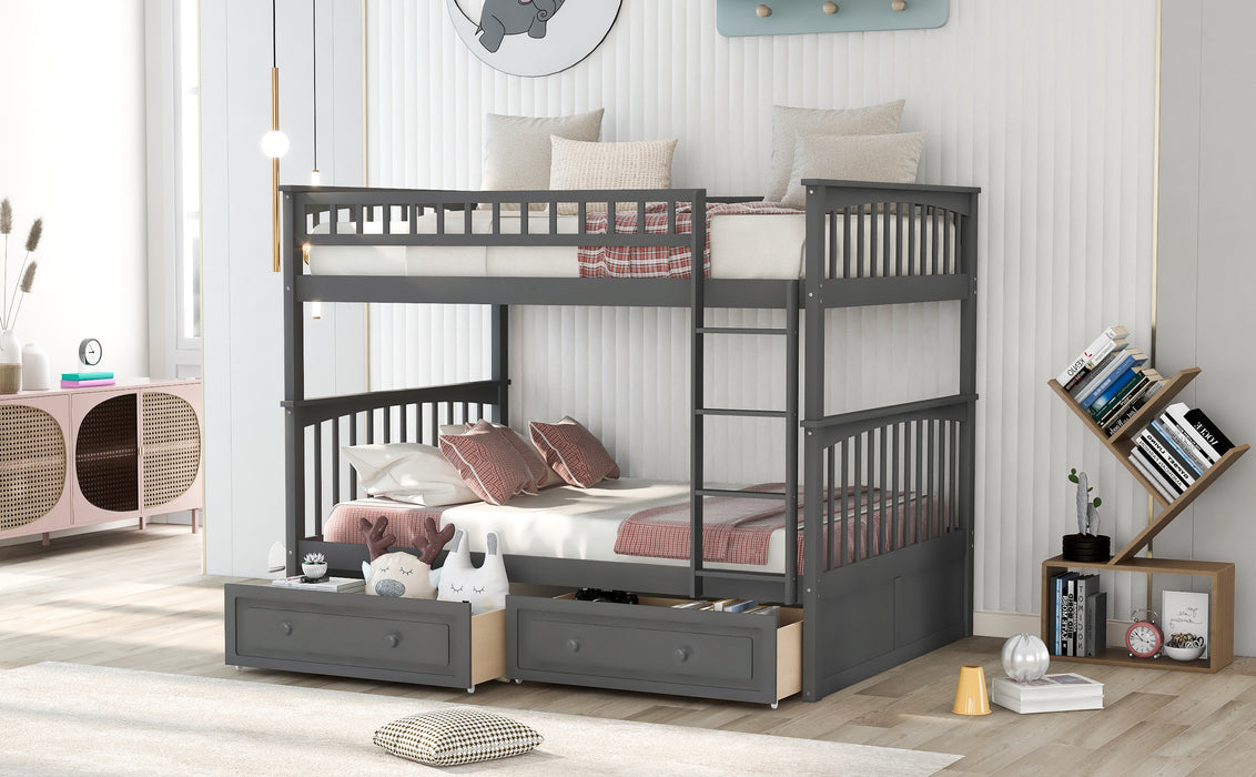 Full over Full Bunk Bed with Drawers