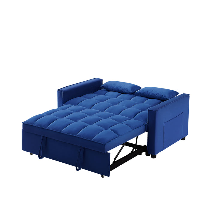 Modern Velvet Convertible Loveseat Sleeper - Blue