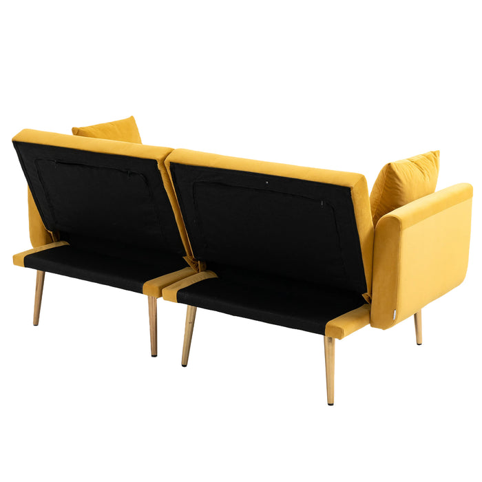 Modern Velvet  Sofa Futon - Mustard