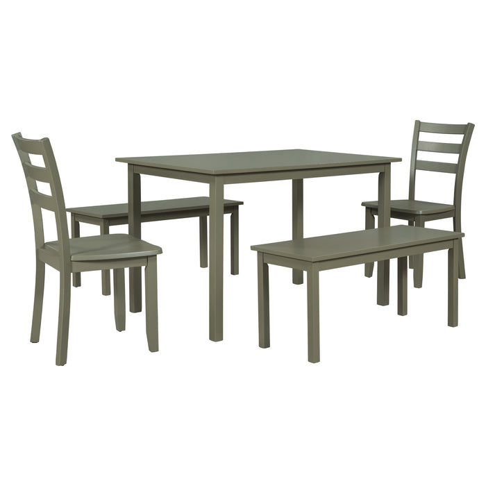 5-piece Wooden Dining Set- Gray Green