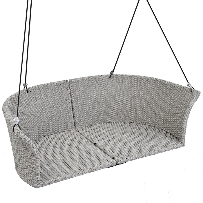 Porch Swing With Ropes - Gray Wicker And Cushion