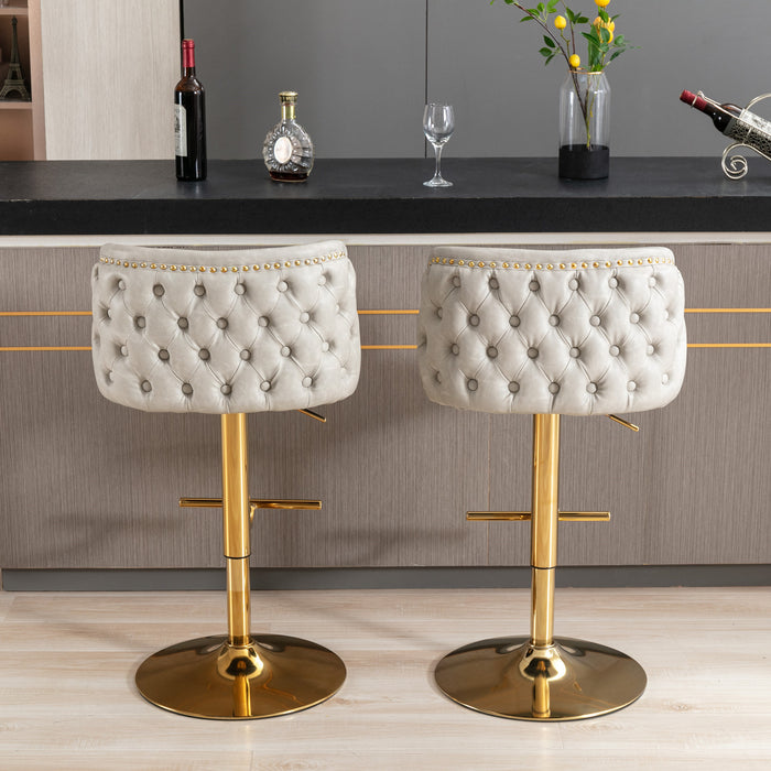 Swivel Barstools , Beige (Set of 2）