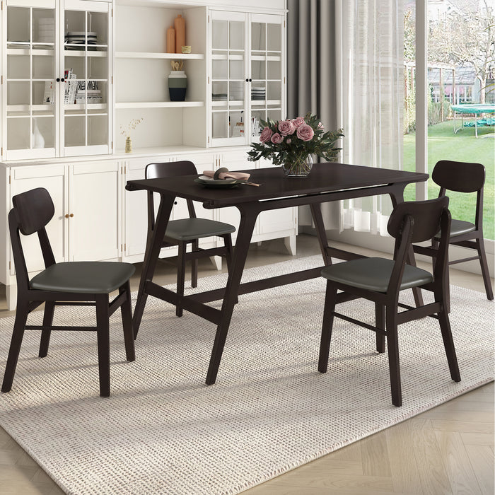 5-Piece Mid-Century Style Dining Table Set- (Wenge)