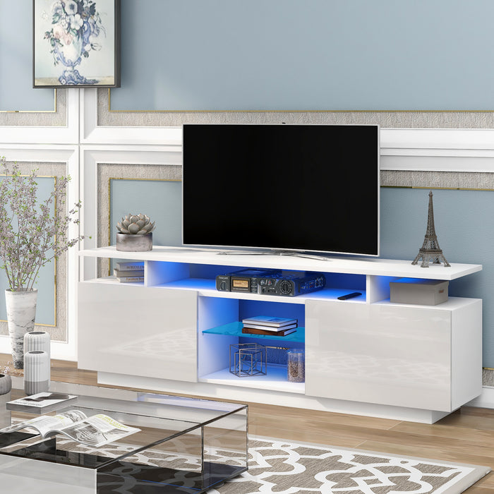 Modern TV Stand for TVs up to 65inches with LED lights, 16 Colors - White