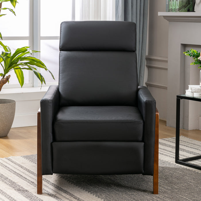 Set of 2 - Framed PU Leather Recliner Chair - Black