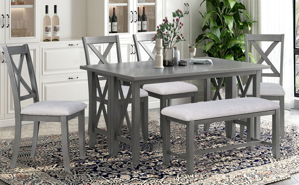 6-Piece Family Dining Room Set - Gray