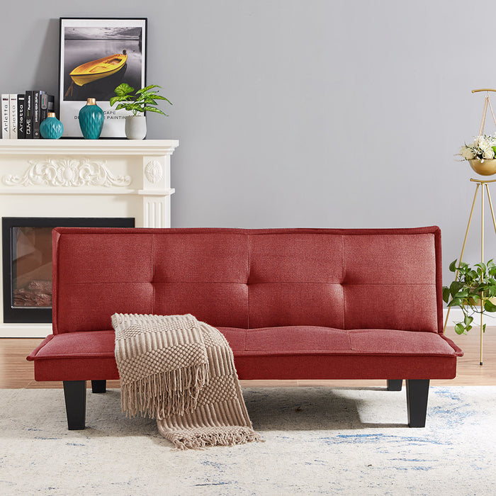 Modern Fabric Futon Sofa（RED ）