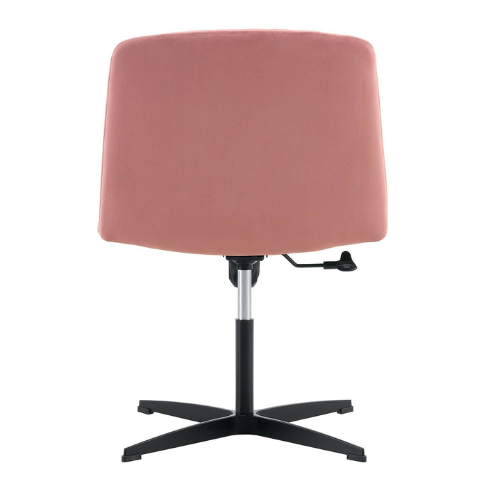 Pink Velvet Home Office Chair - No Wheels