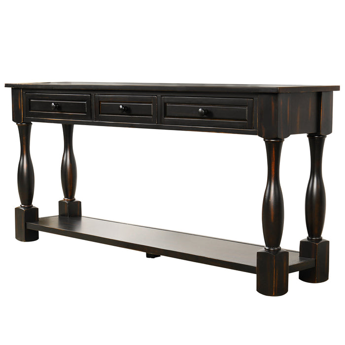 Console Table - Distressed Black