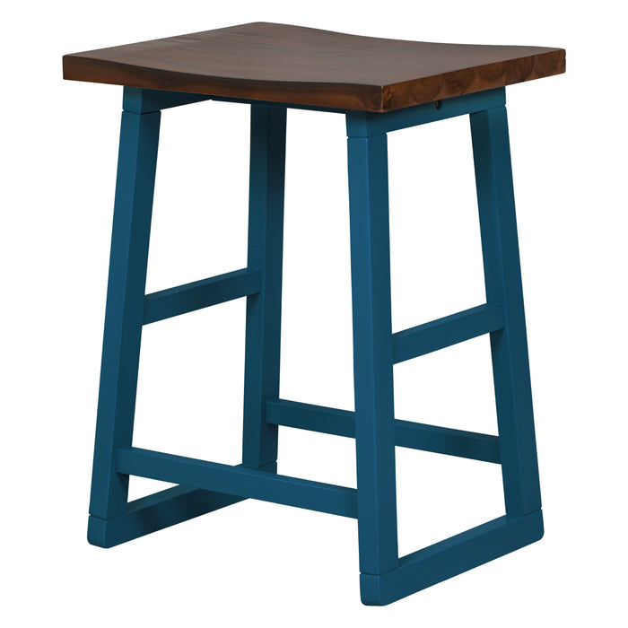 5-Piece Rustic Counter Height Dining Set - Walnut+Blue