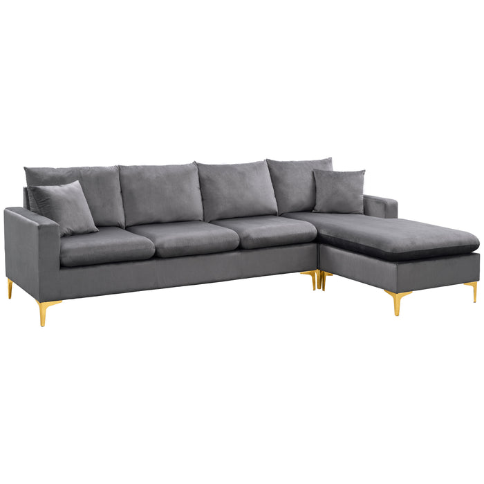 L-Shape Sectional Sofa with Ottoman- Grey