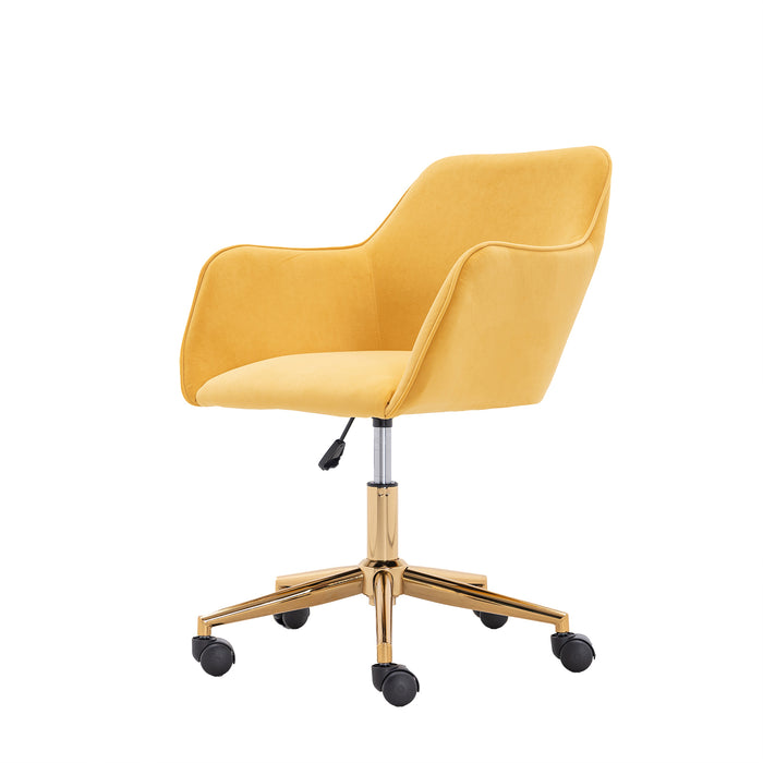 Modern VelvetHome Office Chair - Yellow