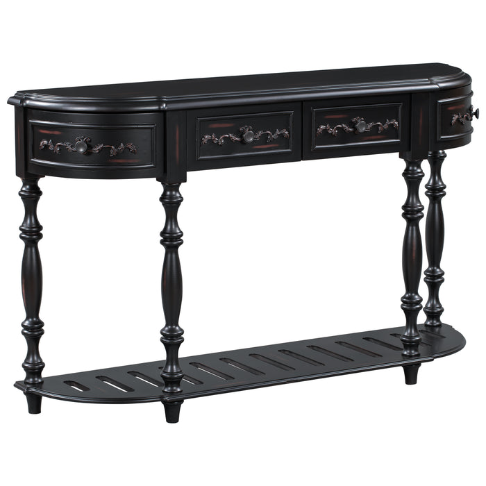 Modern and Contemporary Curved Console Table for Hallway Living Room Bedroom - Black