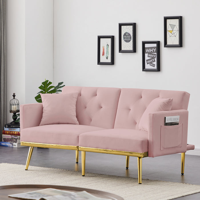 PINK VELVET SOFA BED