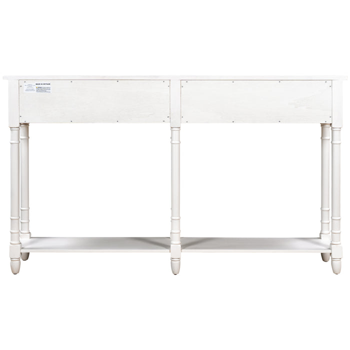 Console Table with Two Storage Drawers - Ivory White