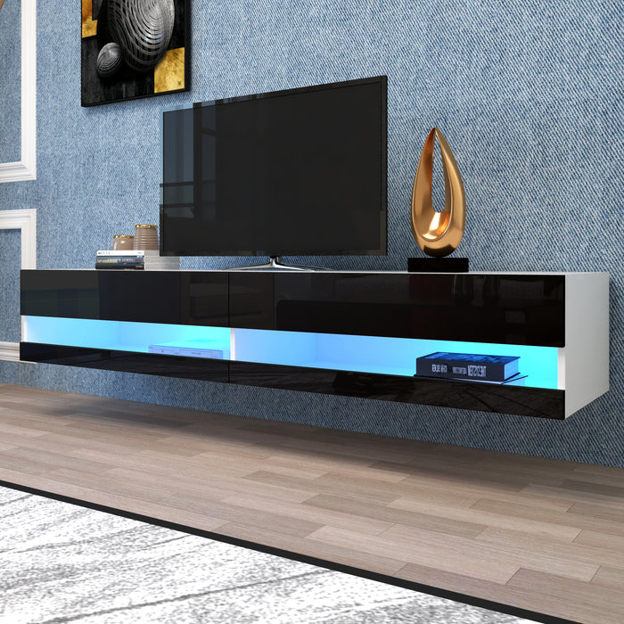 Wall Mounted Floating 80" TV Stand with 20 Color LEDs