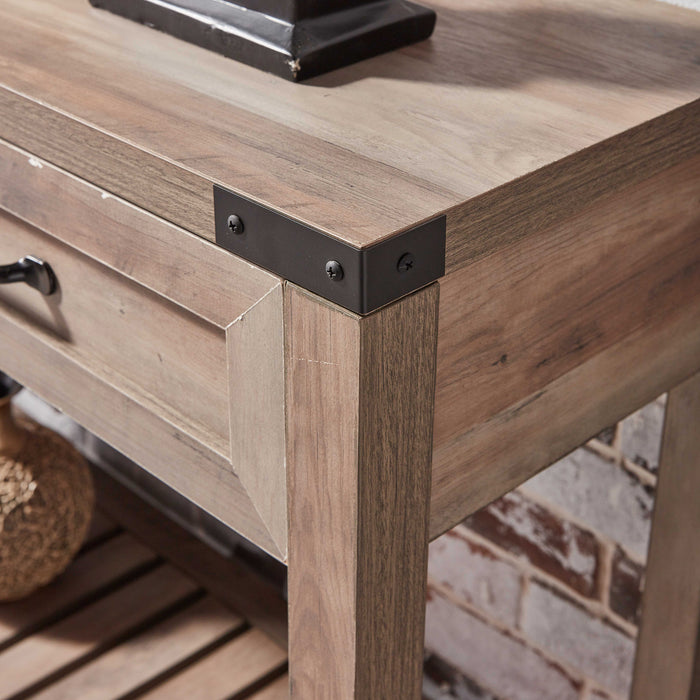 Console Table With Drawers And Shelf - Grey Walnut