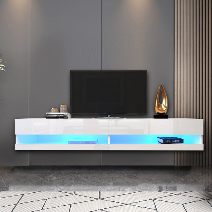 Wall Mounted Floating 80" TV Stand with 20 Color LEDs White