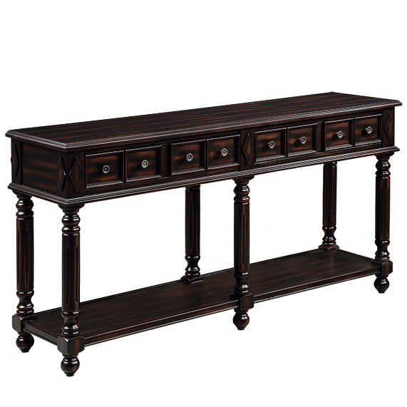 Retro Console Entryway Table - Distressed Black