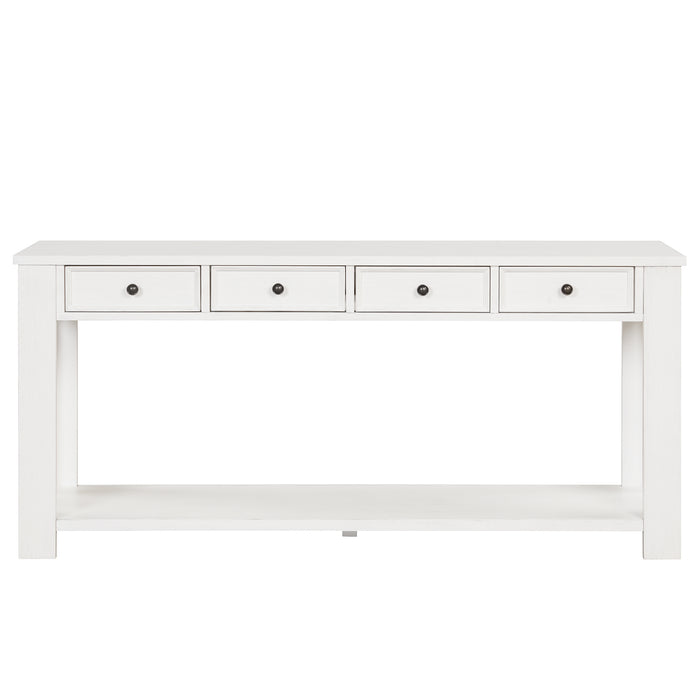 Pine Wood Console Table - Antique White