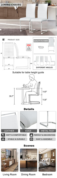 Modern Dining Chairs (Set of 2) ( White+PU)