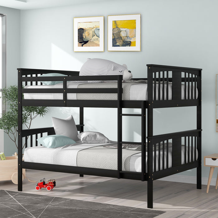 Full over Full Bunk Bed with Ladder  - Espresso