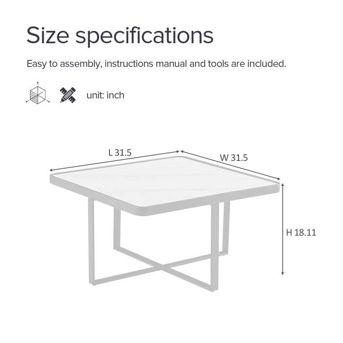 Modern Coffee Table with Black Metal frame and Sintered Stone Tabletop - Black